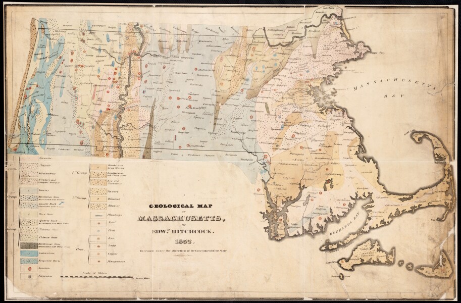 E308 - geologic map of massachusetts 1832