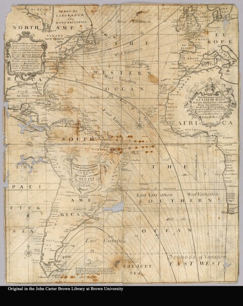 E308 - Halley's Chart on Compass Variation - 1701