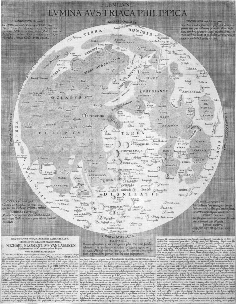 E308 - Moon map - Michael van Langren - 1645