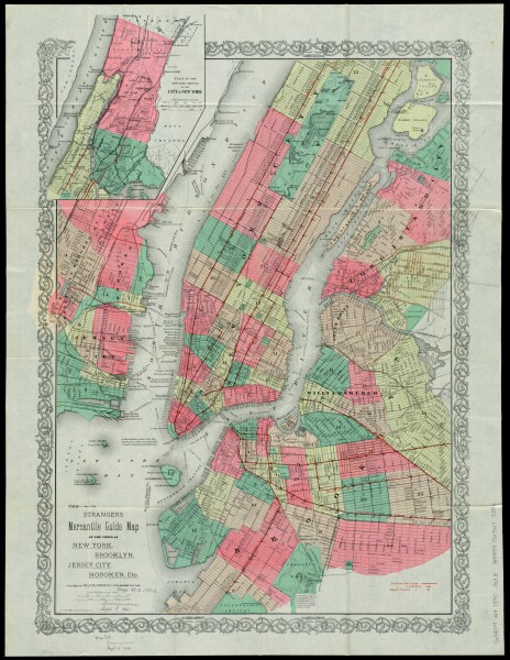 E316 - Strangers Mercantile Map of NY, BK, Jersey City, Hoboken, etc - G.W. & C.B. Colton & Co - 1890 (Audrey Liu)