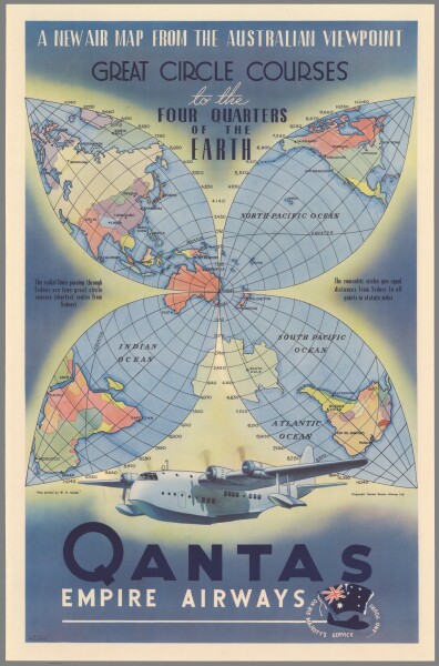 E316 - Qantas Airlines promotional map, Rhys Williams, 1938 (Harry Letterman)