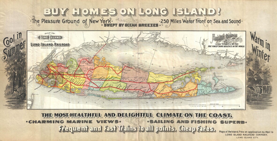 E316 - Long Island Railroad Real Estate Map of Long Island - LIRR - 1891 (David Cooper-Boyce)