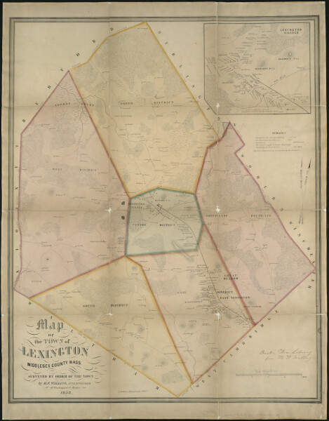E316 - A map of the town of Lexington Middlesex County, Mass : surveyed by order of the town - Henry Francis Walling - 1853 (Cam Maguire)