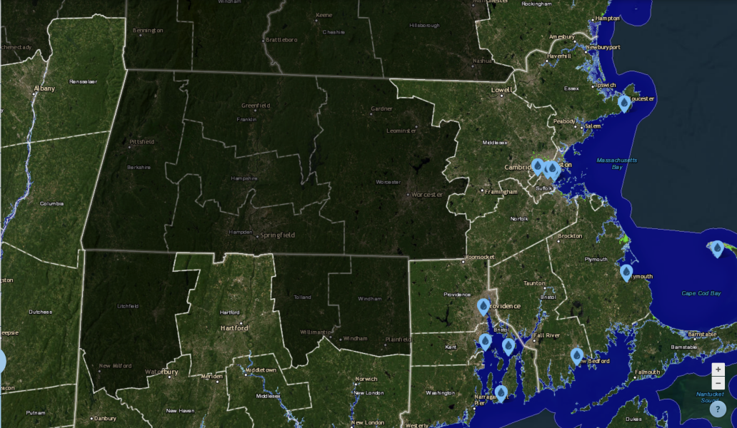 E316-- Massachusetts Sea Level Speculations Map--Stone Murphy