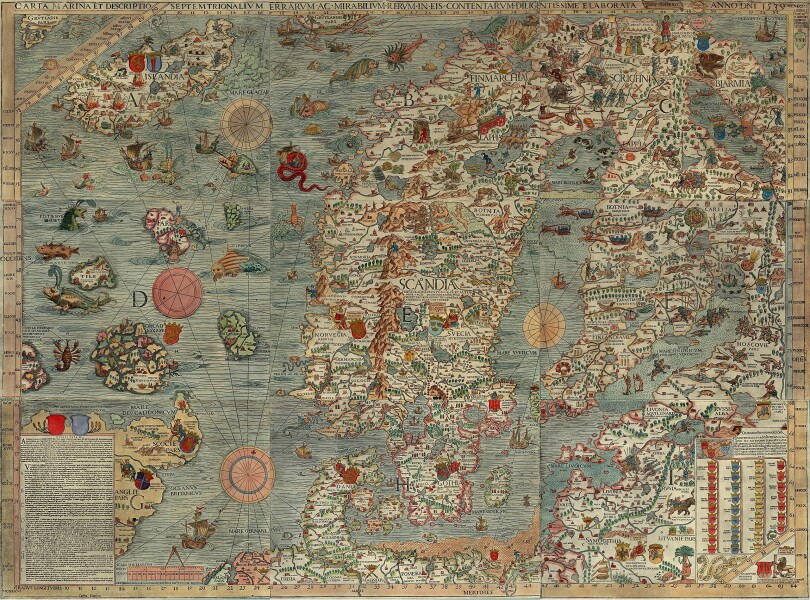 Carta Marina 1539 - &nbsp;Map of Scandinavian countries/ North of Europe&nbsp;