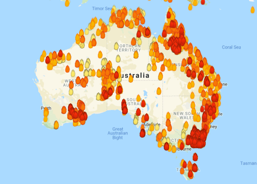 Bad Maps - Bush Fires in Australia - Fletcher Hoven