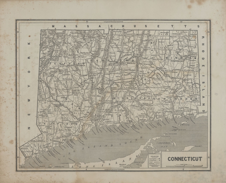 `1845 Map of Connecticut - Jake Padilla