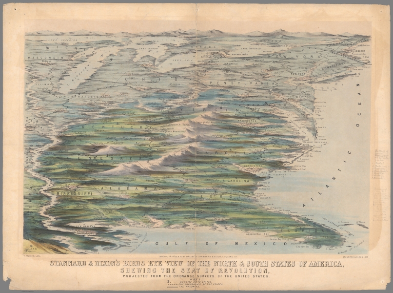 Stannard & Dixon’s Birds Eye View of the North & South States of America - Thomas Packer - 1861 - Christopher Hughes