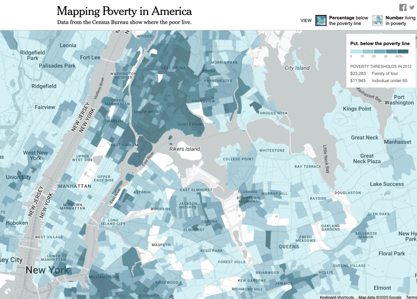 Map of Poverty in NYC, America on the Website -- Minnie, Lucy, Kate