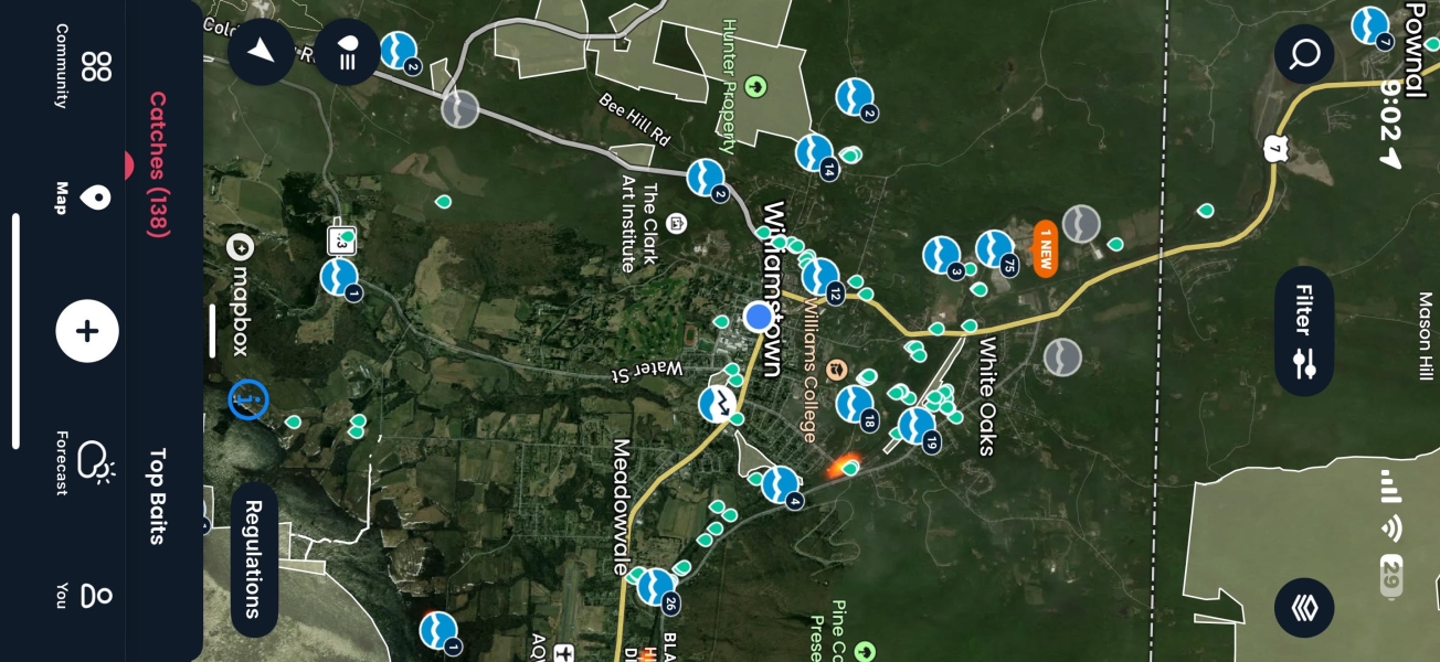 Map of Williamstown Fishing Spots