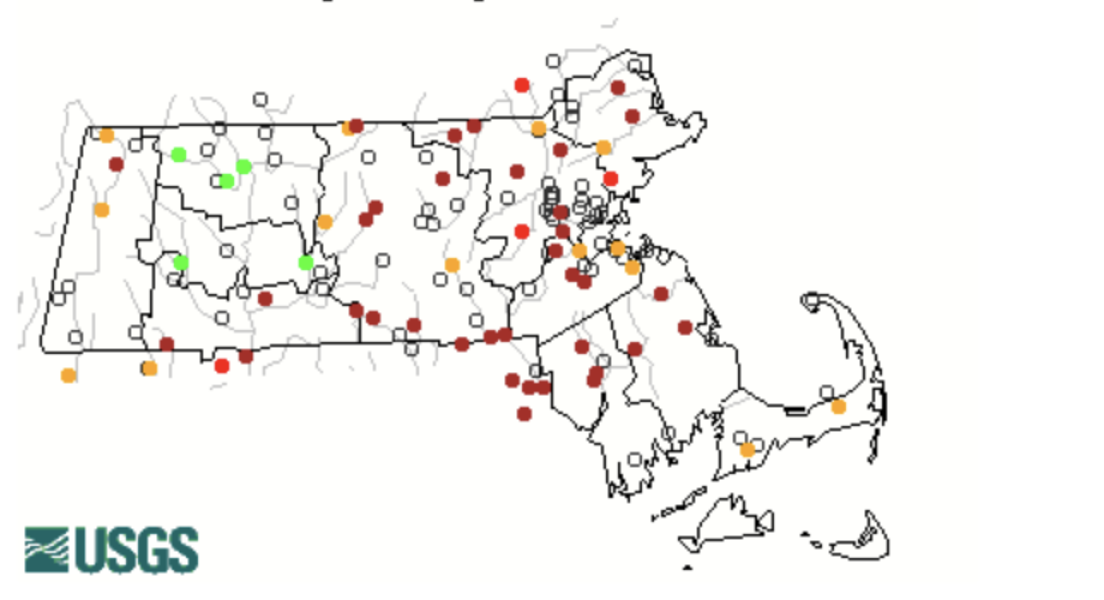 Interactive Map of Mass WAterflow, USGS - January 28, 2025, Logan Valkama