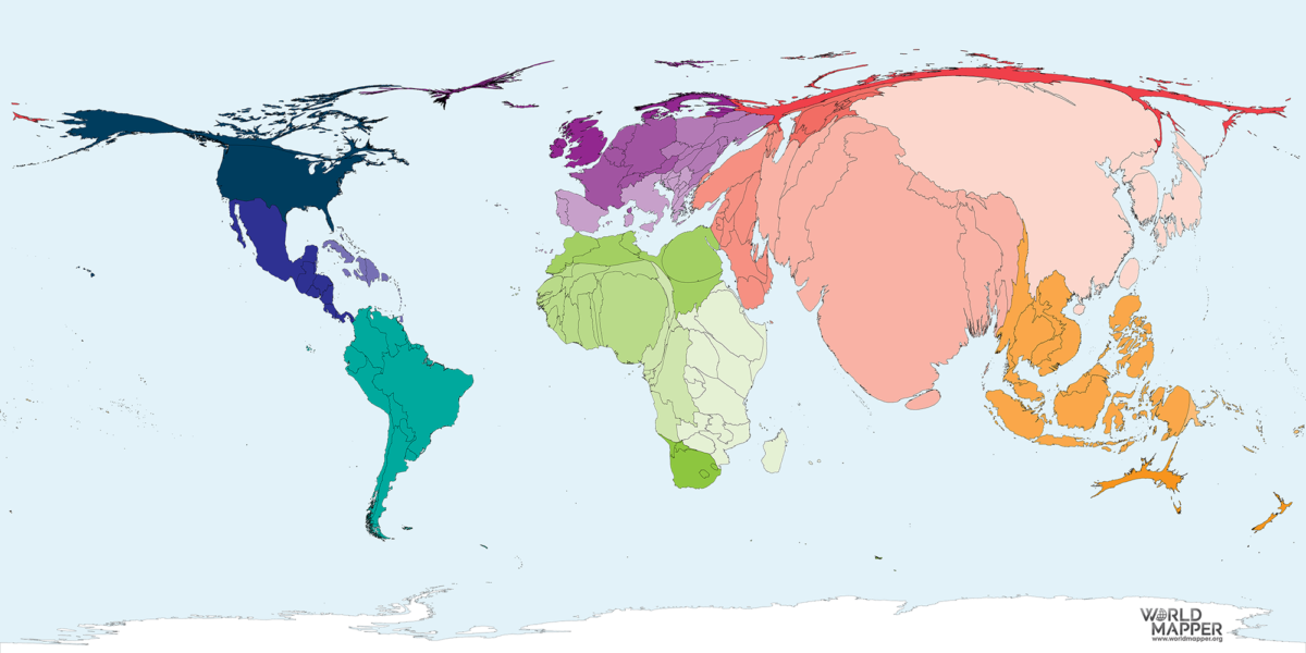 World Map Adjusted for Population Size - Aidan