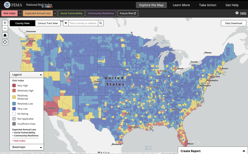 National Risk Index for Natural Hazards - FEMA - Kate
