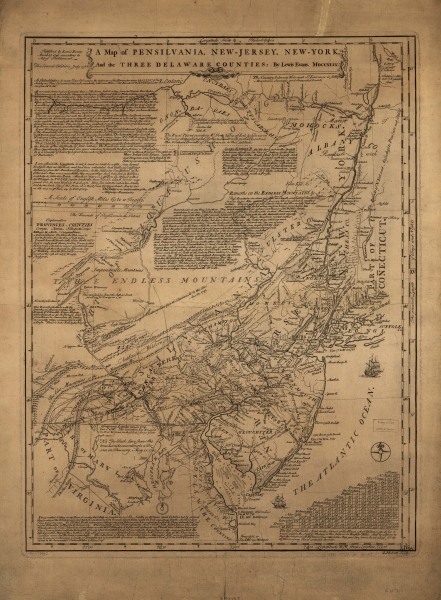 A Map of Pennsylvania, New-Jersey, New-York, and the Three Delaware Counties - from Ken Habeeb