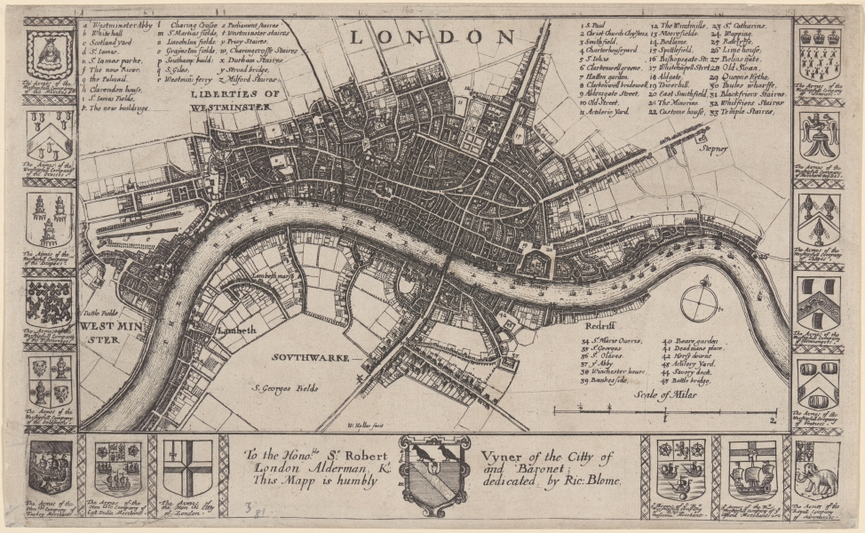 Map of London, before the Fire of 1666, Creator: Wenceslaus Hollar, Date Created: ca. 1667