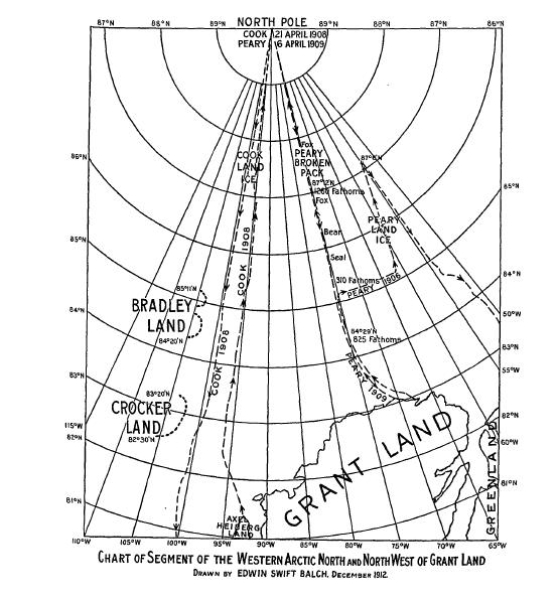 Map of Supposed Crocker Land and Bradley Land - 1912