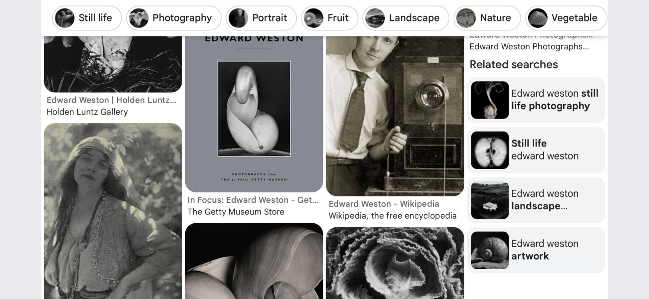 Edward Weston - mentioned in Art & Fear