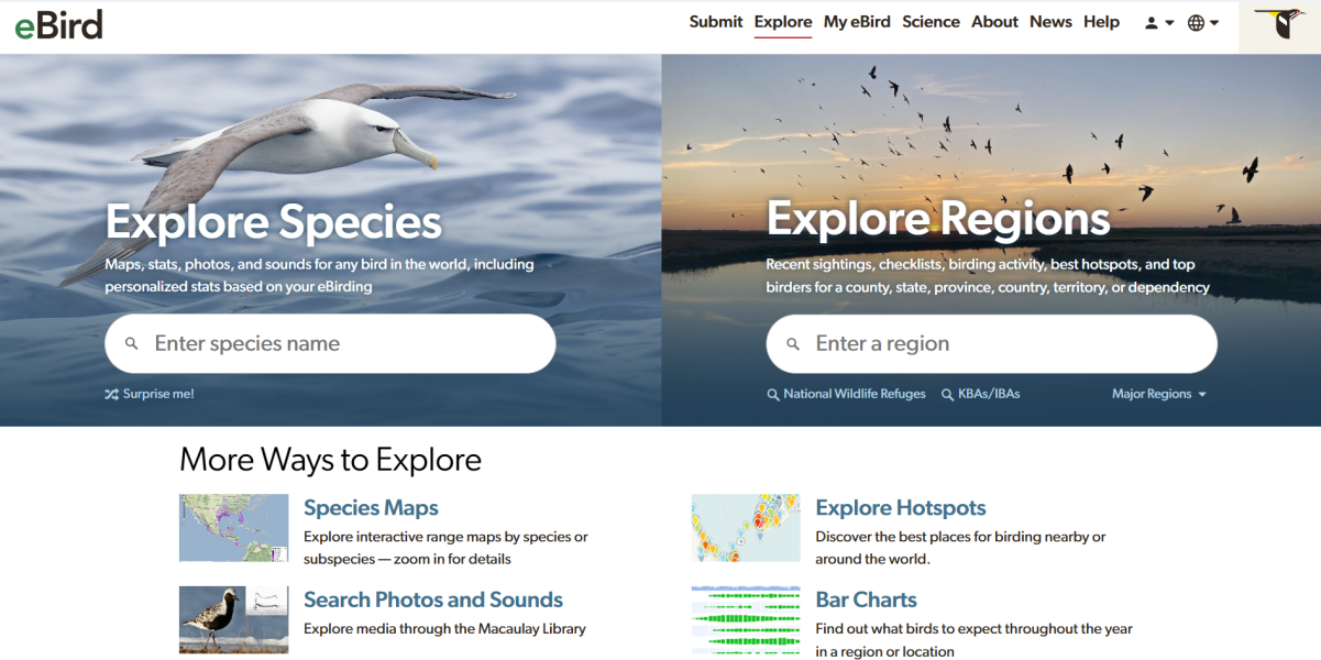 eBird: Explore - Travis Carroll