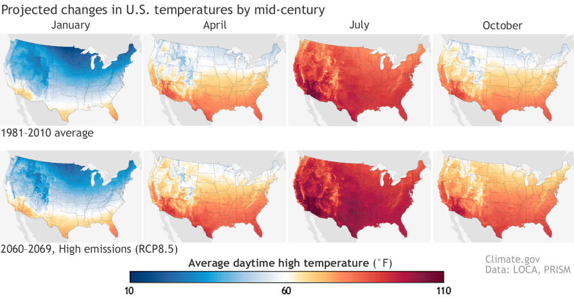 Projected Temperature Change in US - Travis Carroll