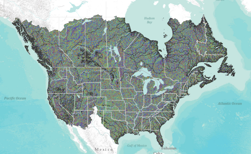 Josh Frett - HydroSHEDS (DIR) - Drainage directions at 15s resolution - North America
