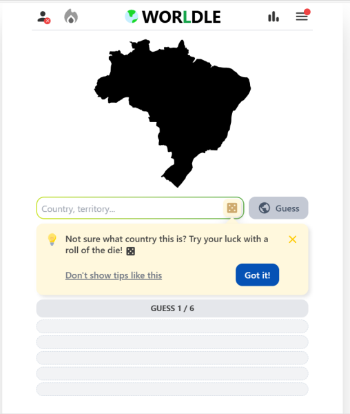 Michael Gredler - Worldle Map game 1/29/26