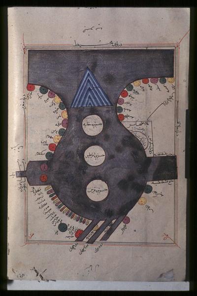Late 17th century copy of KMMS Mediterranean map possibly Safavid. TKS R1646, 1075/1664-65. 21.6 cm x 18.1 cm