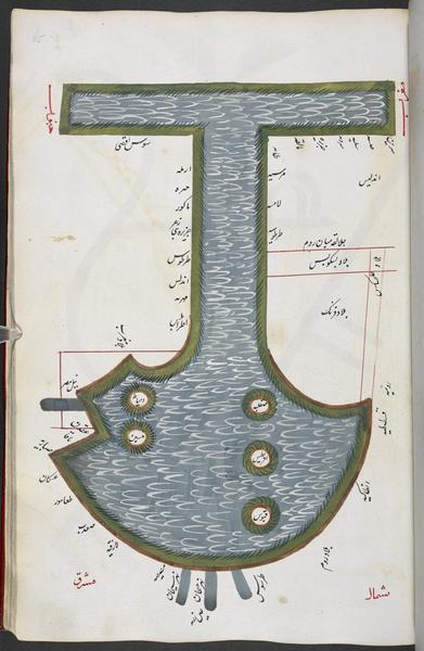 19th century Mughal Med Map copy. British Library Ms. Add 23542