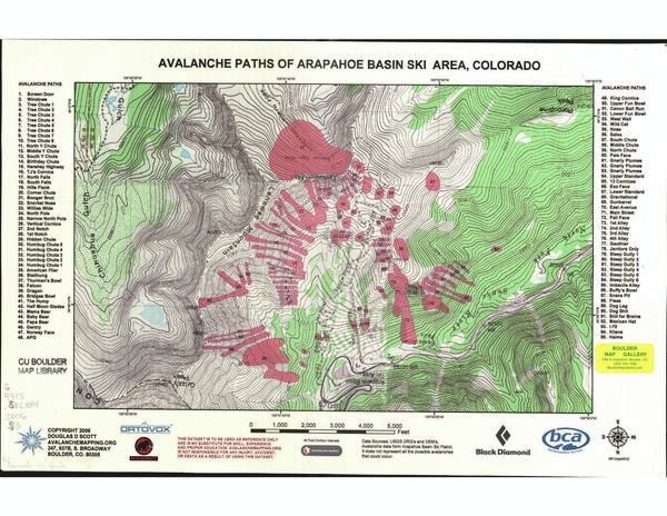 Avalanche Paths of Arapahoe Basin Ski Area, Colorado
