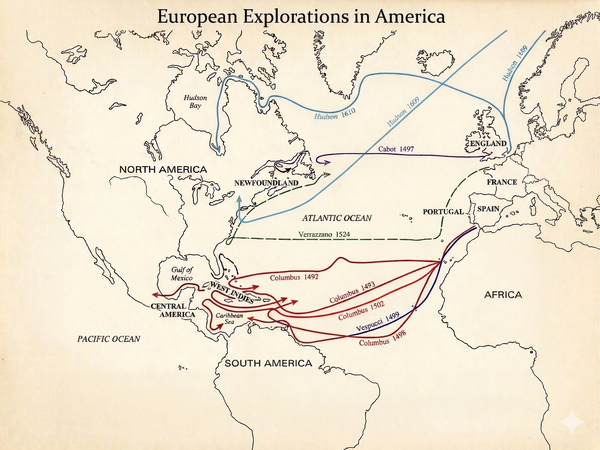 European Explorations in America - 1492 - 1610