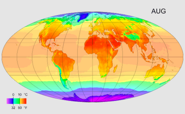 Mean Monthly Temperature in August