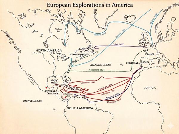European Explorations in America - 1492 - 1610